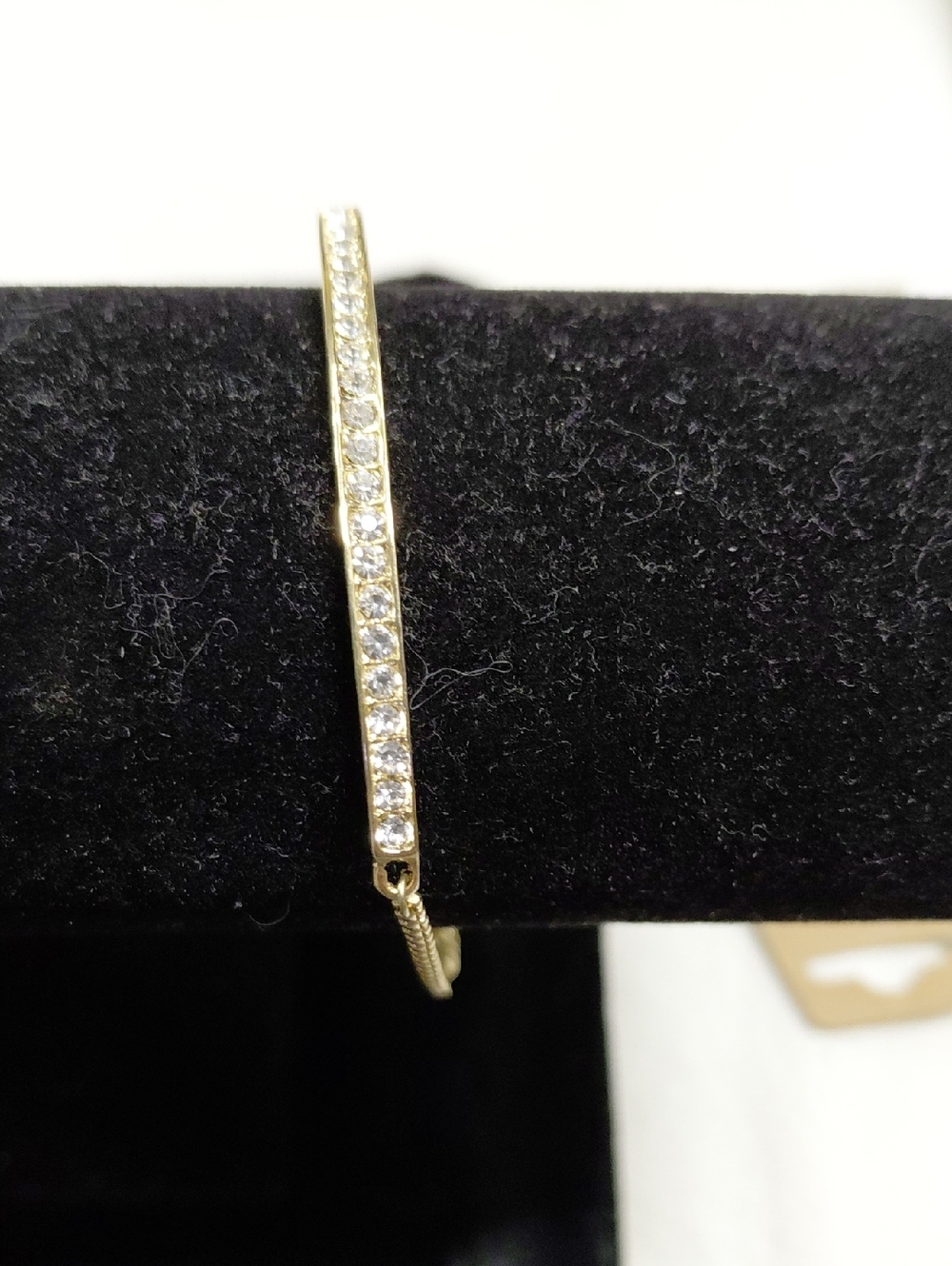 Ross-Simons Gold Bar Bracelet with Clear Crystals